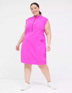 Purple Lane Bryant LIVI Sleeveless Half-Zip French Terry Women Casual Dress | SIK3464XO