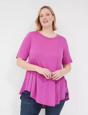 Purple Lane Bryant Max Swing Perfect Sleeve Crew-Neck Tee Women T Shirts | ULC3552GY