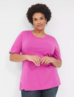 Purple Lane Bryant Perfect Sleeve Crew-Neck Tee Women T Shirts | IZI4655ON