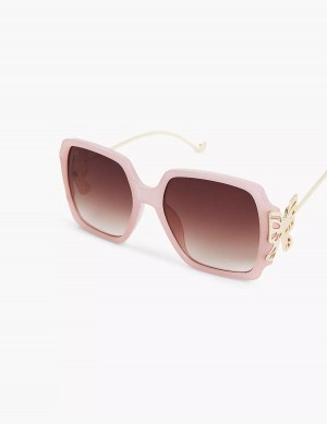 Purple Lane Bryant Pink Butterfly-Detail Square Women Sunglasses | DDC6133WY