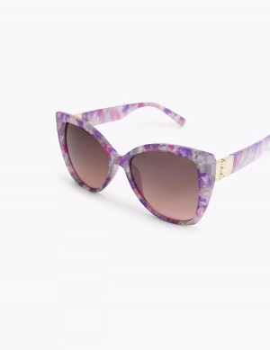 Purple Multicolor Lane Bryant Purple Marble Cateye Women Sunglasses | APL8052FK