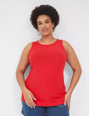 Red Lane Bryant Fitted High-Neck Rib Women Tank Top | AJQ6019WF