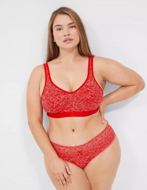 Red Lane Bryant No-Wire with Lace Women Unlined Bra | UMS5219UL