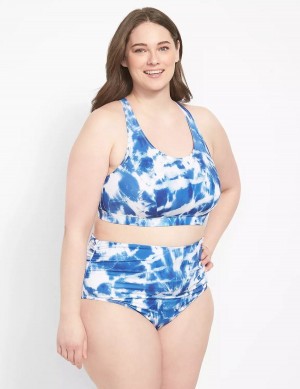 Red Lane Bryant Ruched Side High-Waist Swim Women Briefs | OGE2495MZ