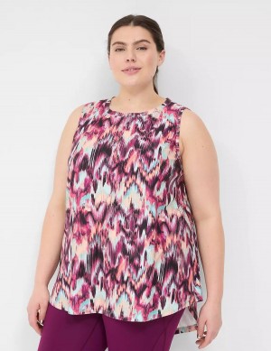 Red Multicolor Lane Bryant LIVI Crew-Neck V-Back Recycled LIVI Soft Women Tank Top | FSC559RJ