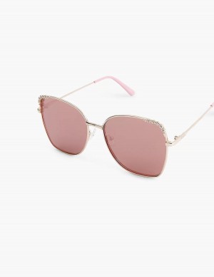 Rose Gold Lane Bryant Rose Goldtone & Bling Butterfly Aviator Women Sunglasses | DVW6570BI