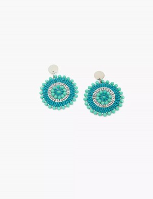 Silver Lane Bryant Blue Beaded Filigree Drop Women Earrings | CNA8983PF