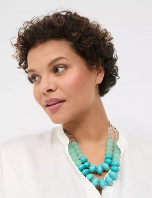 Silver Lane Bryant Blue Beaded Statement Women Necklace | SUX7040FY