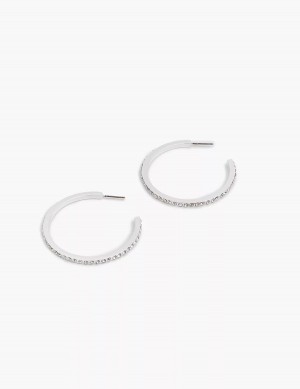 Silver Lane Bryant Pave Layered Women Hoop Earrings | CBT4344SH