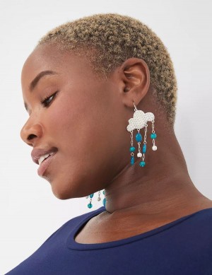 Silver Lane Bryant Spring Whimsy Rain Cloud Statement Women Earrings | FUD453PH