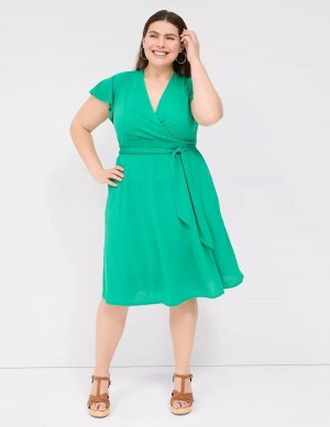 Turquoise Lane Bryant Lena Surplice-Neck Women Knitted Dress | KJV5393VR