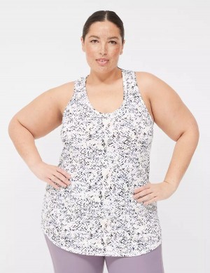 White Black Lane Bryant LIVI Scoop-Neck Wicking Racerback Women Tank Top | VCQ318HD