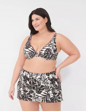 White Black Lane Bryant Underwire Plunge Women Bikini Top | ACD357GY