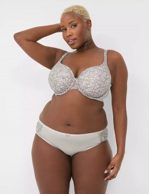 White Grey Lane Bryant Cotton Lightly Lined With Lace Women T-Shirt Bra | QWE8811GL