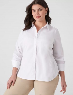 White Lane Bryant Button-Front No-Peek Girlfriend Women Shirts | BMV2812OB