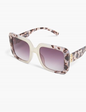 White Lane Bryant Colorblock Milky Oversized Square Women Sunglasses | DST2118WU