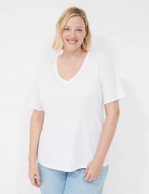 White Lane Bryant Perfect Sleeve V-Neck Tee Women T Shirts | XNT1141UC