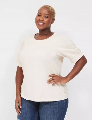 White Lane Bryant Puff-Sleeve Crew-Neck Tee Women T Shirts | UXP9673KQ