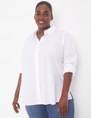 White Lane Bryant Relaxed Button-Front Boyfriend Women Shirts | AVY1465MS