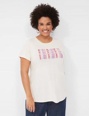 White Lane Bryant Stay Grateful Graphic Tee Women T Shirts | ZJH512KB