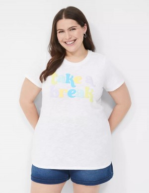 White Lane Bryant Take a Break Graphic Tee Women T Shirts | JLA8919CU