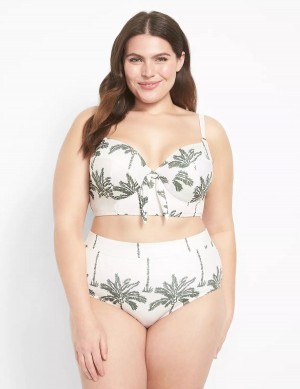 White Multicolor Lane Bryant Swim Women Briefs | TRI682LO