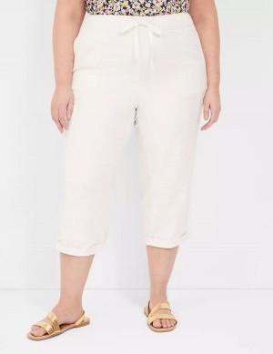 White Rose Lane Bryant Slub Pull-On Crop Women Pants | HHR6448HX