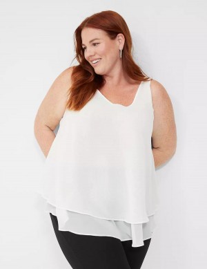 White Rose Lane Bryant Swing Sleeveless Double-Layer Shell Women Tank Top | ZRM2022UX