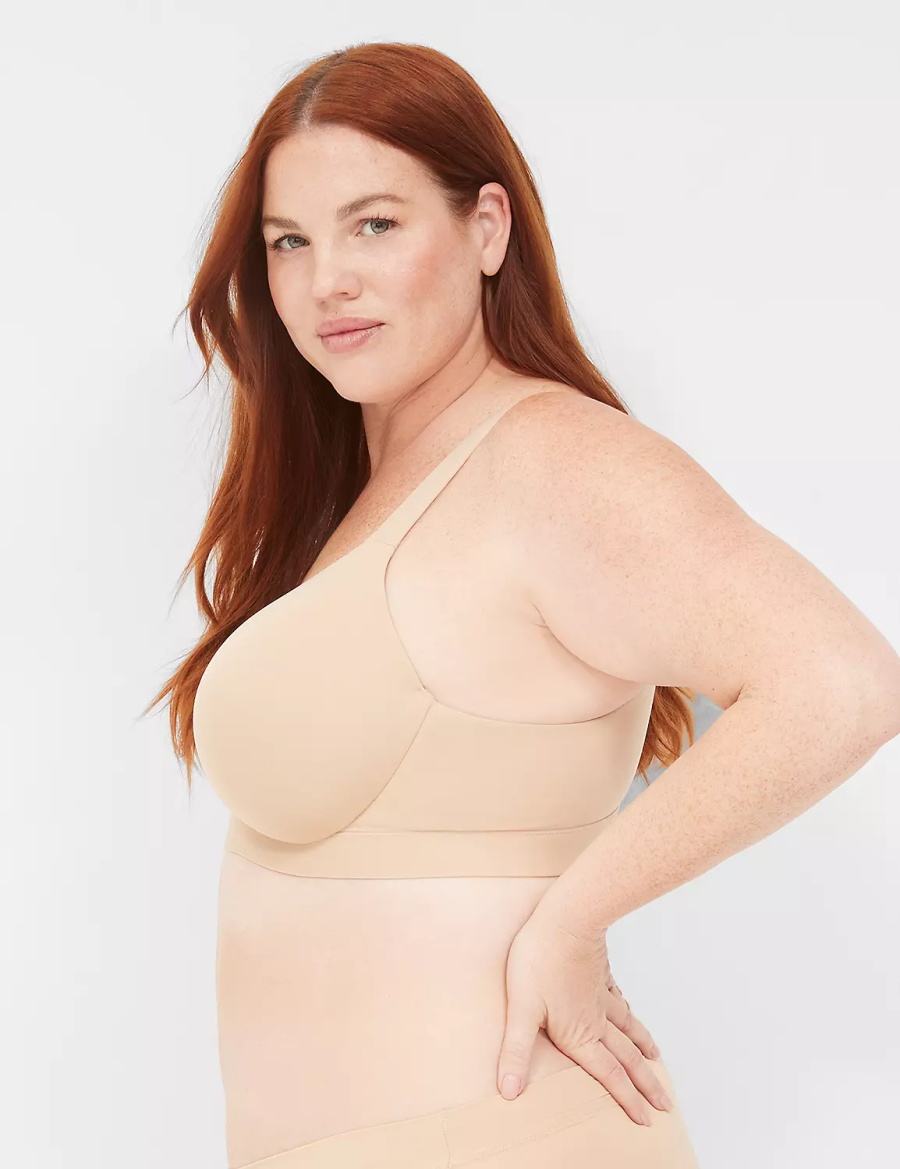 Beige Lane Bryant Comfort Bliss Lightly Lined Plunge Women Bralettes | GLR4781ZA