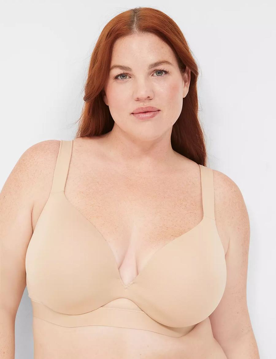 Beige Lane Bryant Comfort Bliss Lightly Lined Plunge Women Bralettes | GLR4781ZA