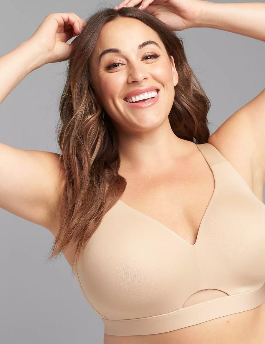 Beige Lane Bryant Comfort Bliss Lightly Lined No-Wire Women Bralettes | MNV546QZ