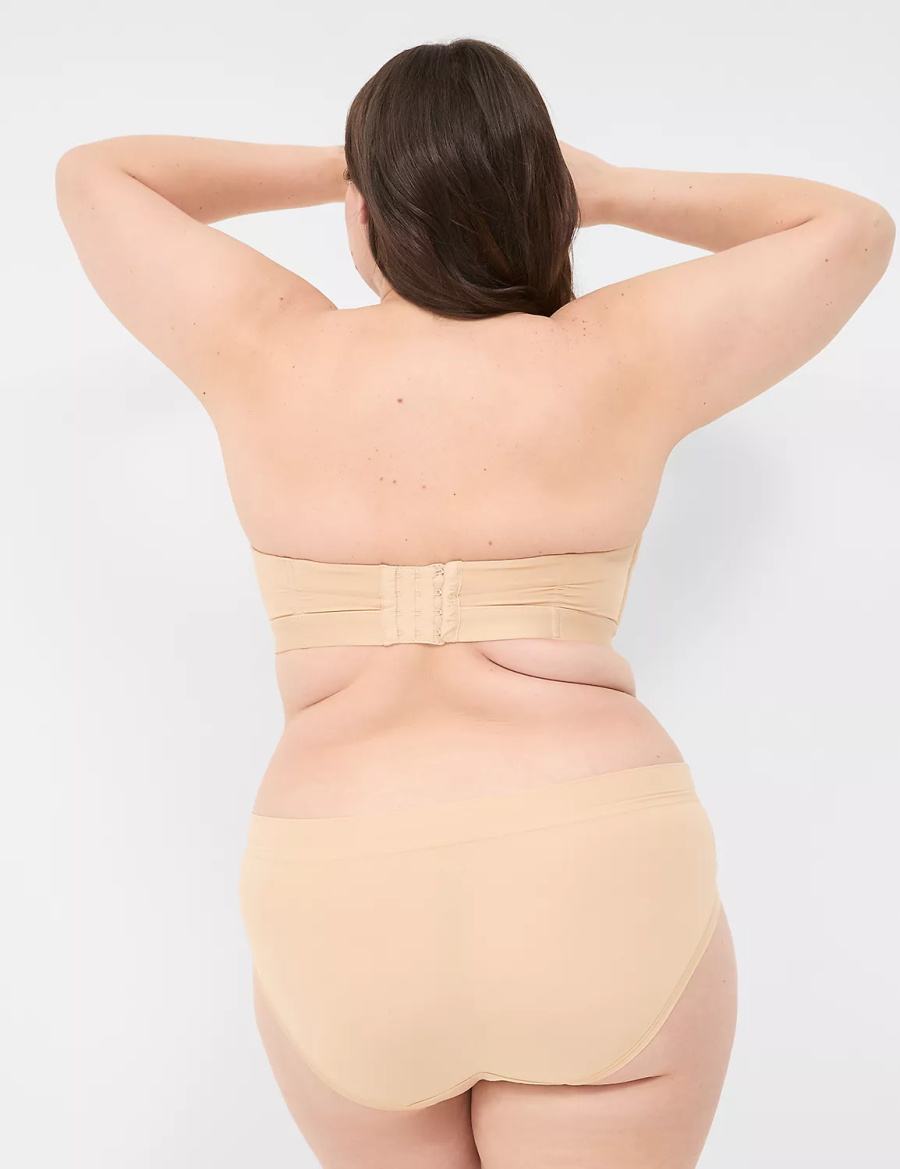 Beige Lane Bryant Comfort Bliss Plunge Multi-Way Women Strapless Bra | YJA9897LE