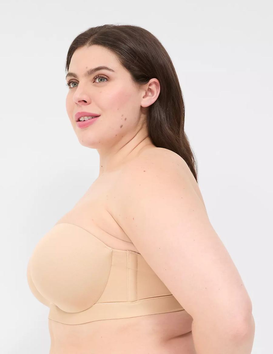 Beige Lane Bryant Comfort Bliss Plunge Multi-Way Women Strapless Bra | YJA9897LE