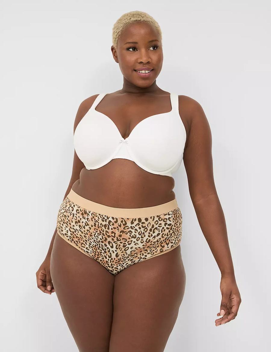 Beige Lane Bryant Cotton High-Leg With Wide Waistband Women Briefs | GQU2638MU