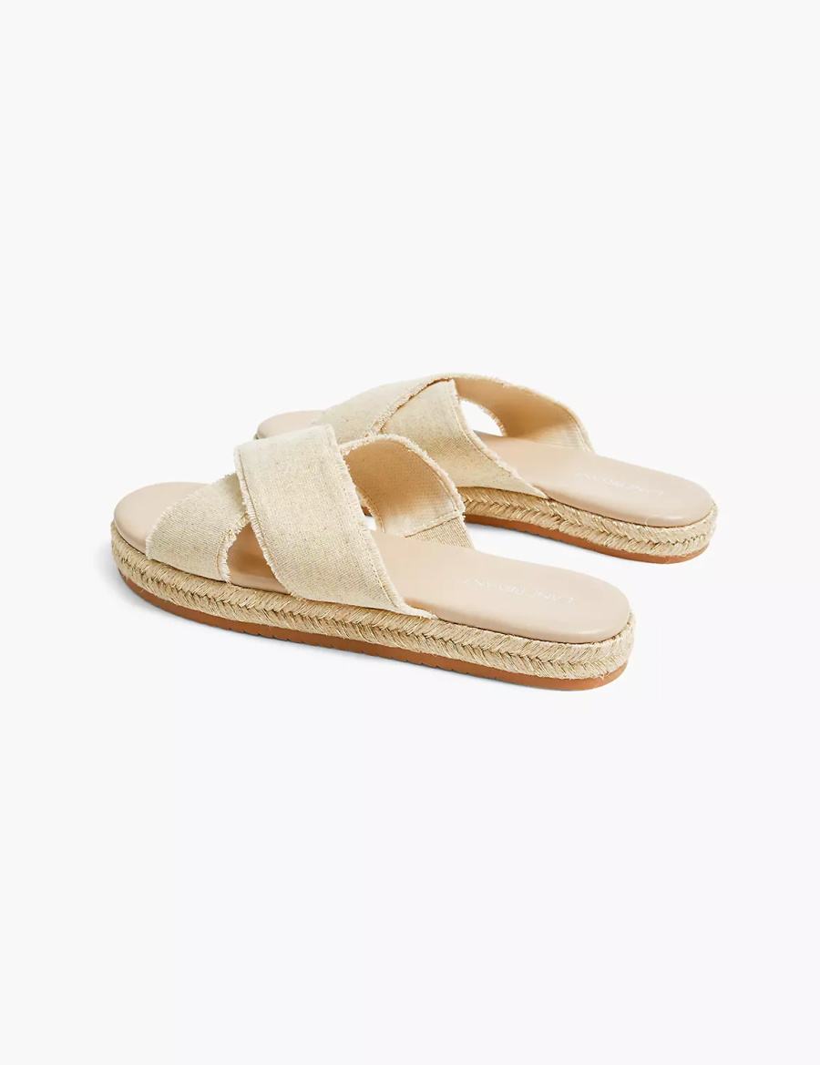 Beige Lane Bryant Dream Cloud Criss-Cross Espadrille Women Slide Sandals | LER5894KX