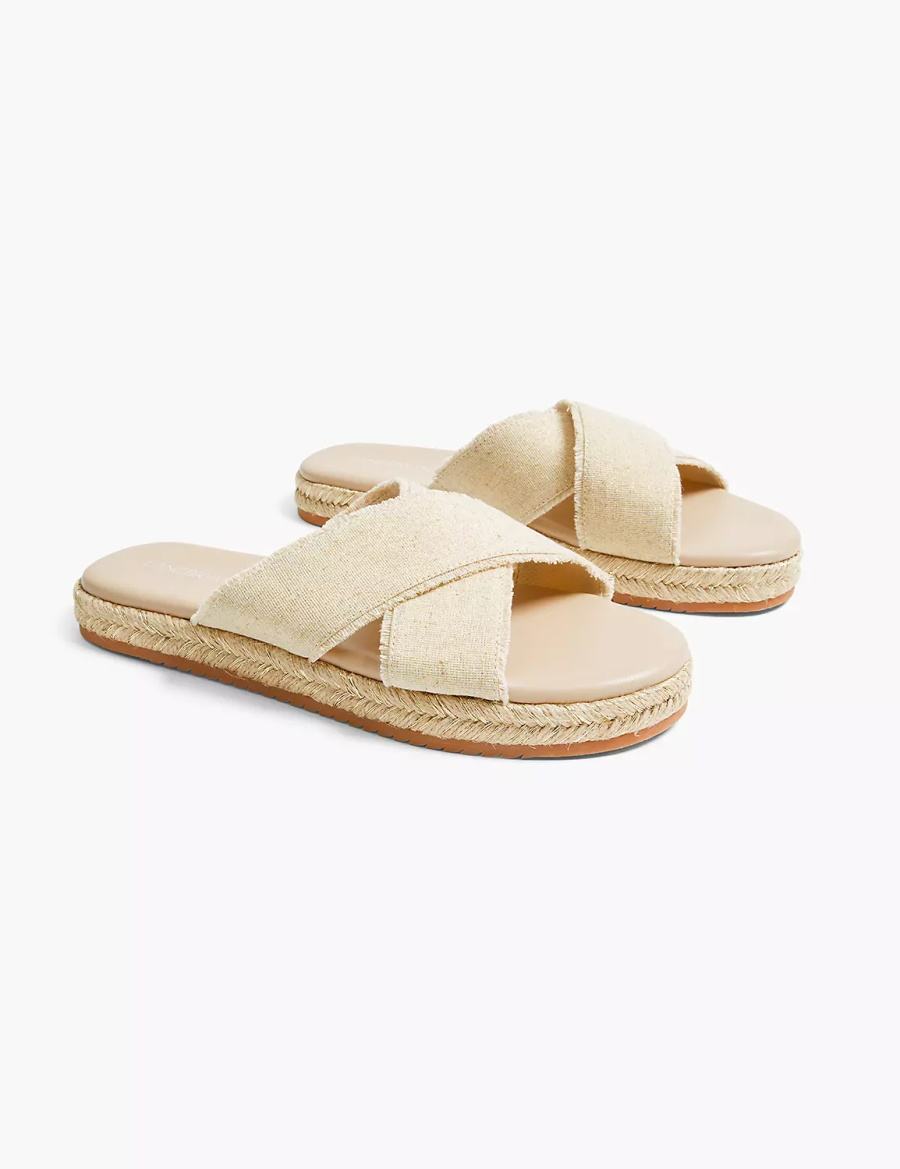 Beige Lane Bryant Dream Cloud Criss-Cross Espadrille Women Slide Sandals | LER5894KX