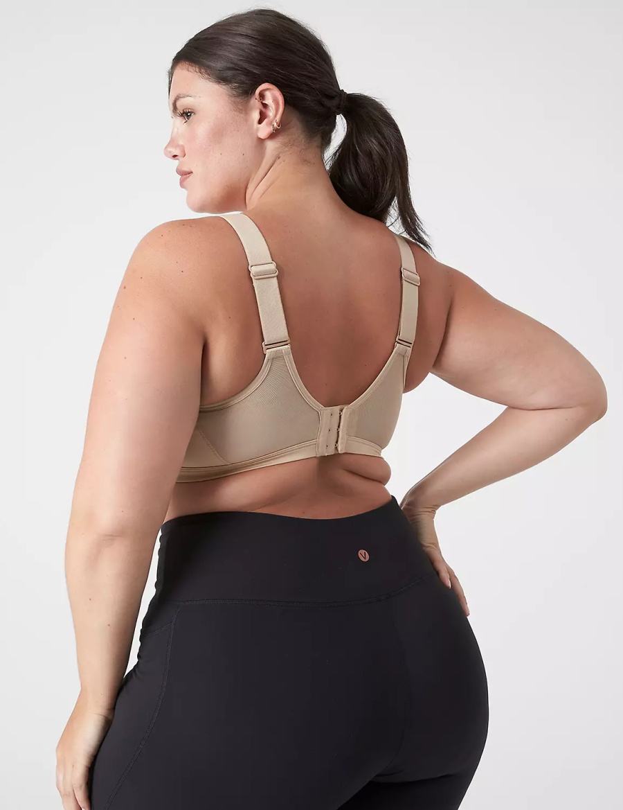 Beige Lane Bryant LIVI High-Impact Wicking Underwire Women Sports Bra | RZG1811BP