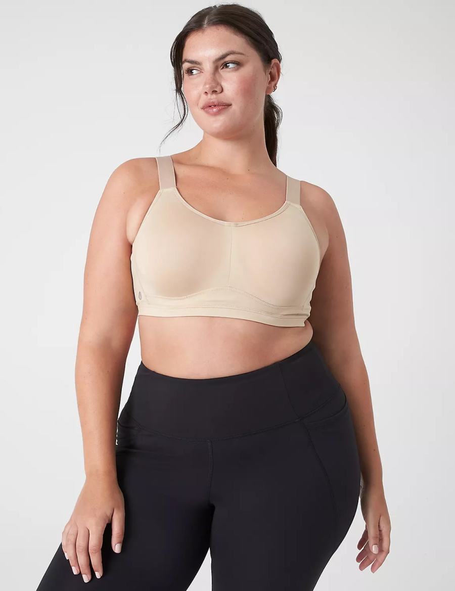 Beige Lane Bryant LIVI High-Impact Wicking Underwire Women Sports Bra | RZG1811BP