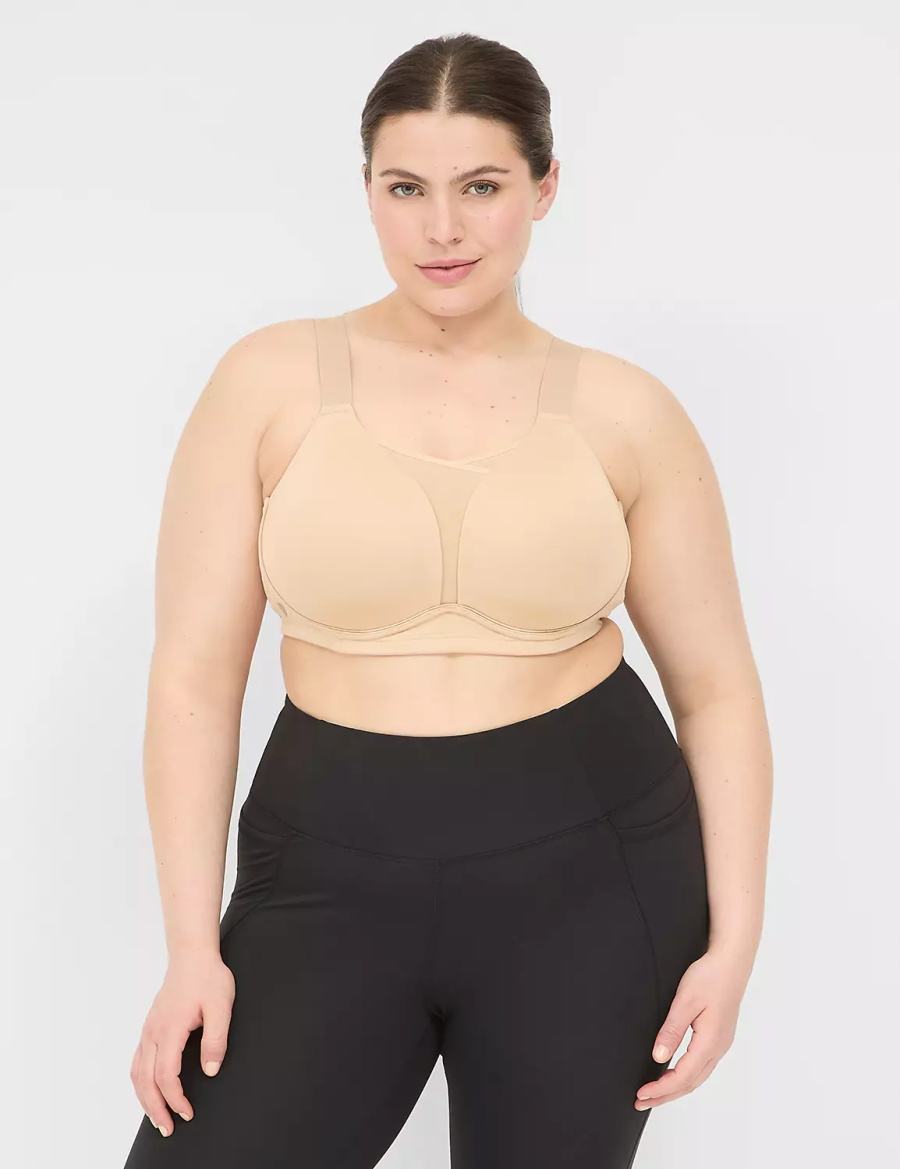 Beige Lane Bryant LIVI Wicking Medium Impact NW Women Sports Bra | OOQ9697KD