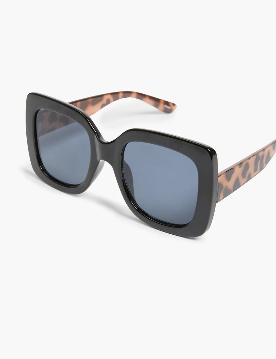 Black Lane Bryant Animal Print Oversized Square Women Sunglasses | PRN7029ED