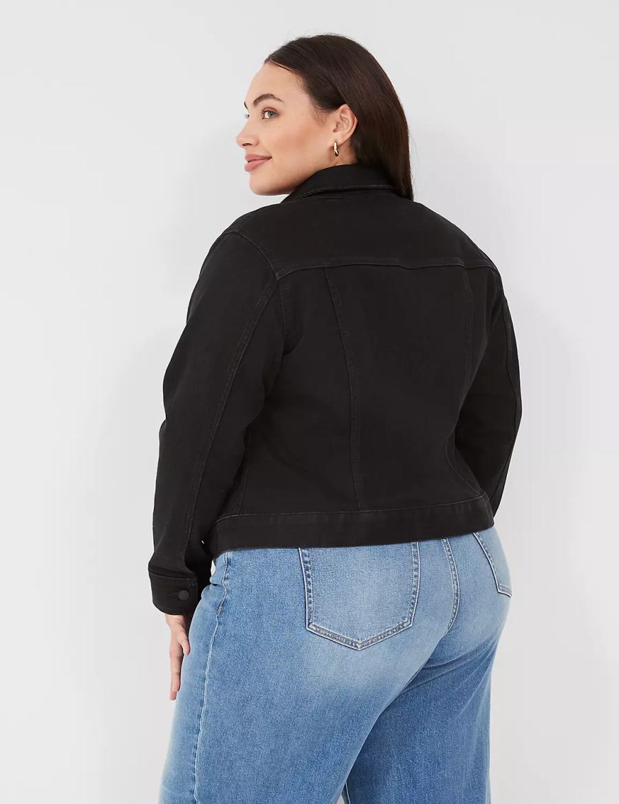 Black Lane Bryant Black Denim Women Jackets | BOR8320TX