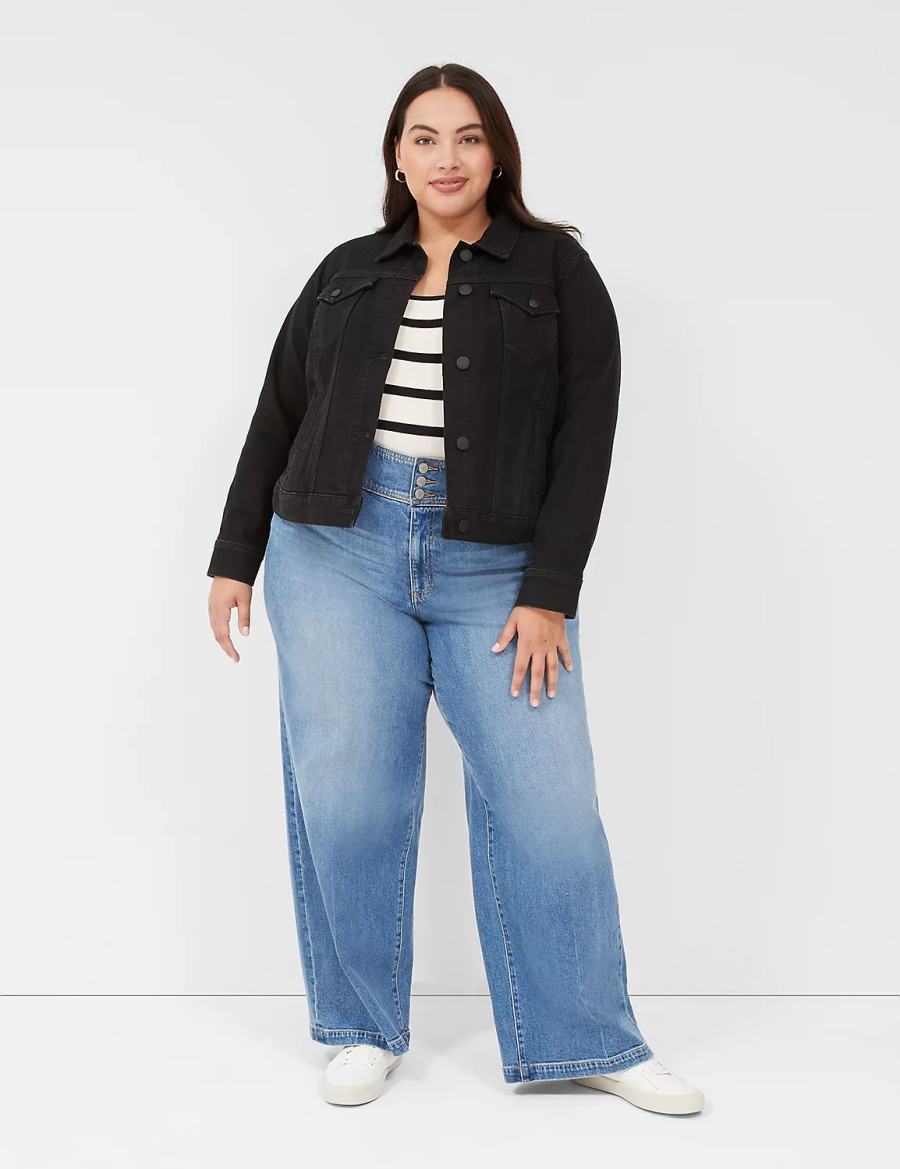 Black Lane Bryant Black Denim Women Jackets | BOR8320TX