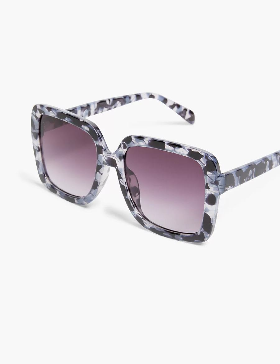 Black Lane Bryant Black & Grey Tortoiseshell Print Square Women Sunglasses | KZH7760XX