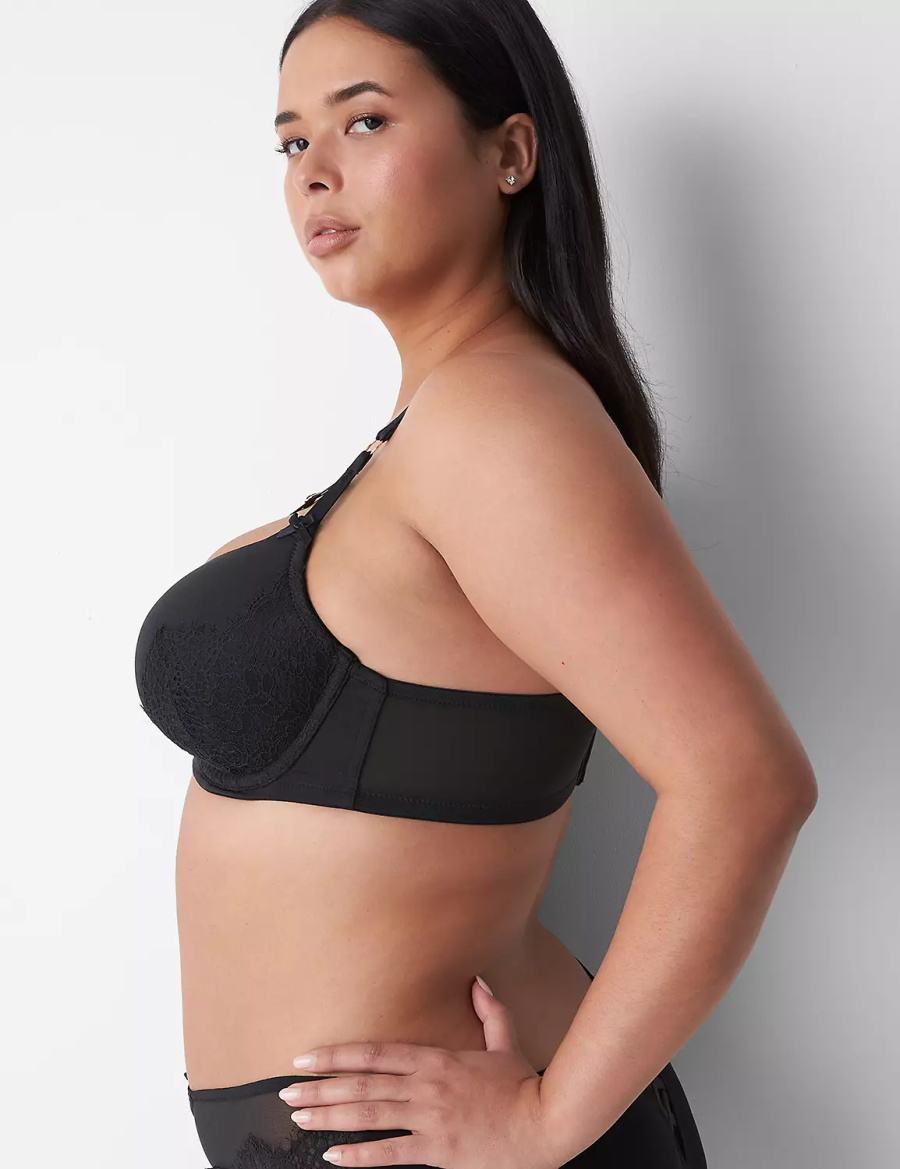 Black Lane Bryant Boost Women Balconette Bra | QKD966BP