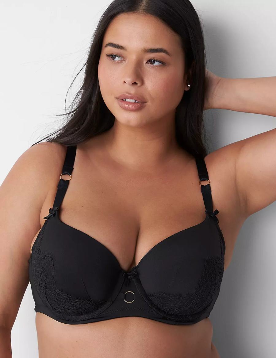 Black Lane Bryant Boost Women Balconette Bra | QKD966BP