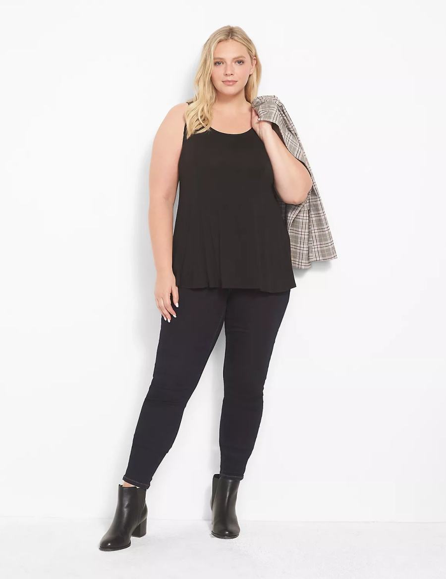 Black Lane Bryant Classic Scoop-Neck Fit & Flare Women Tank Top | GOK6332KS