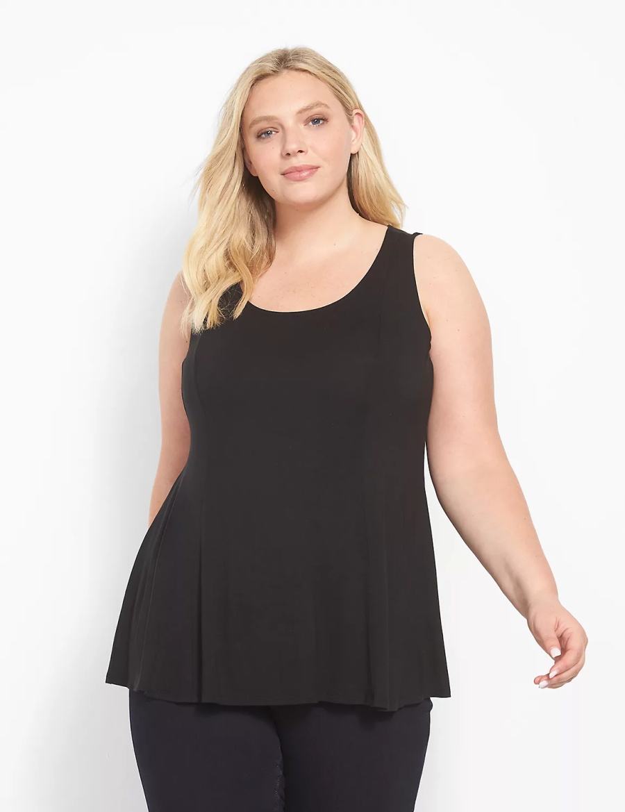 Black Lane Bryant Classic Scoop-Neck Fit & Flare Women Tank Top | GOK6332KS