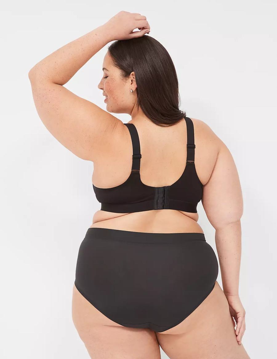 Black Lane Bryant Comfort Bliss Lightly Lined Plunge With Lace Women Bralettes | YCA5532RC