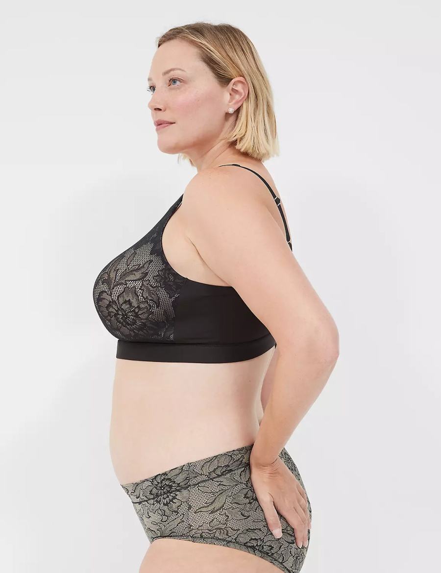 Black Lane Bryant Comfort Bliss Lightly Lined No-Wire With Lace Women Bralettes | YHM7465TT