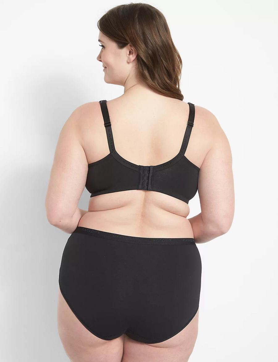 Black Lane Bryant Cotton Boost Plunge With Lace Women Bralettes | EPW5028ME